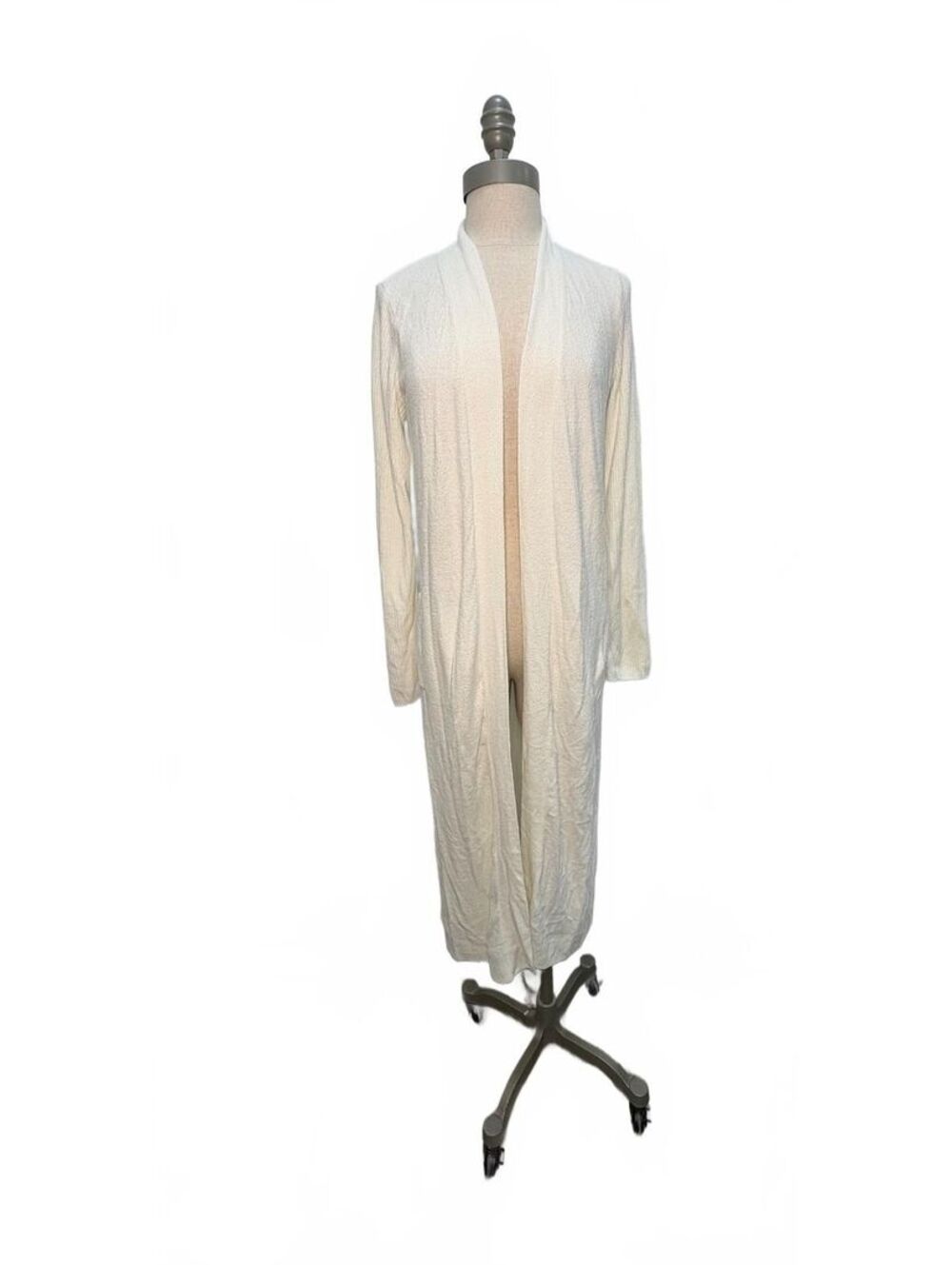 Barefoot Dreams CozyChic Lite Long Open Front Cardigan in Ivory, Size XS NWT